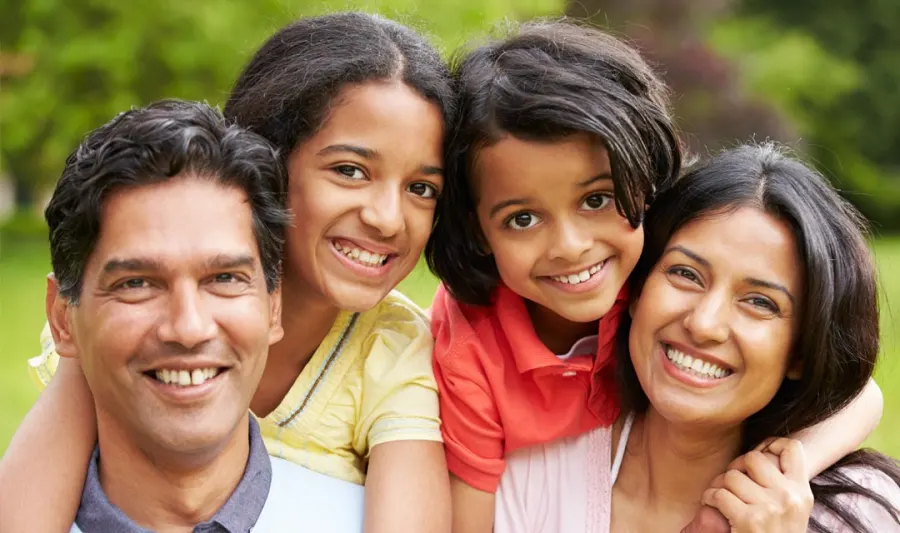 Happy family travelling together